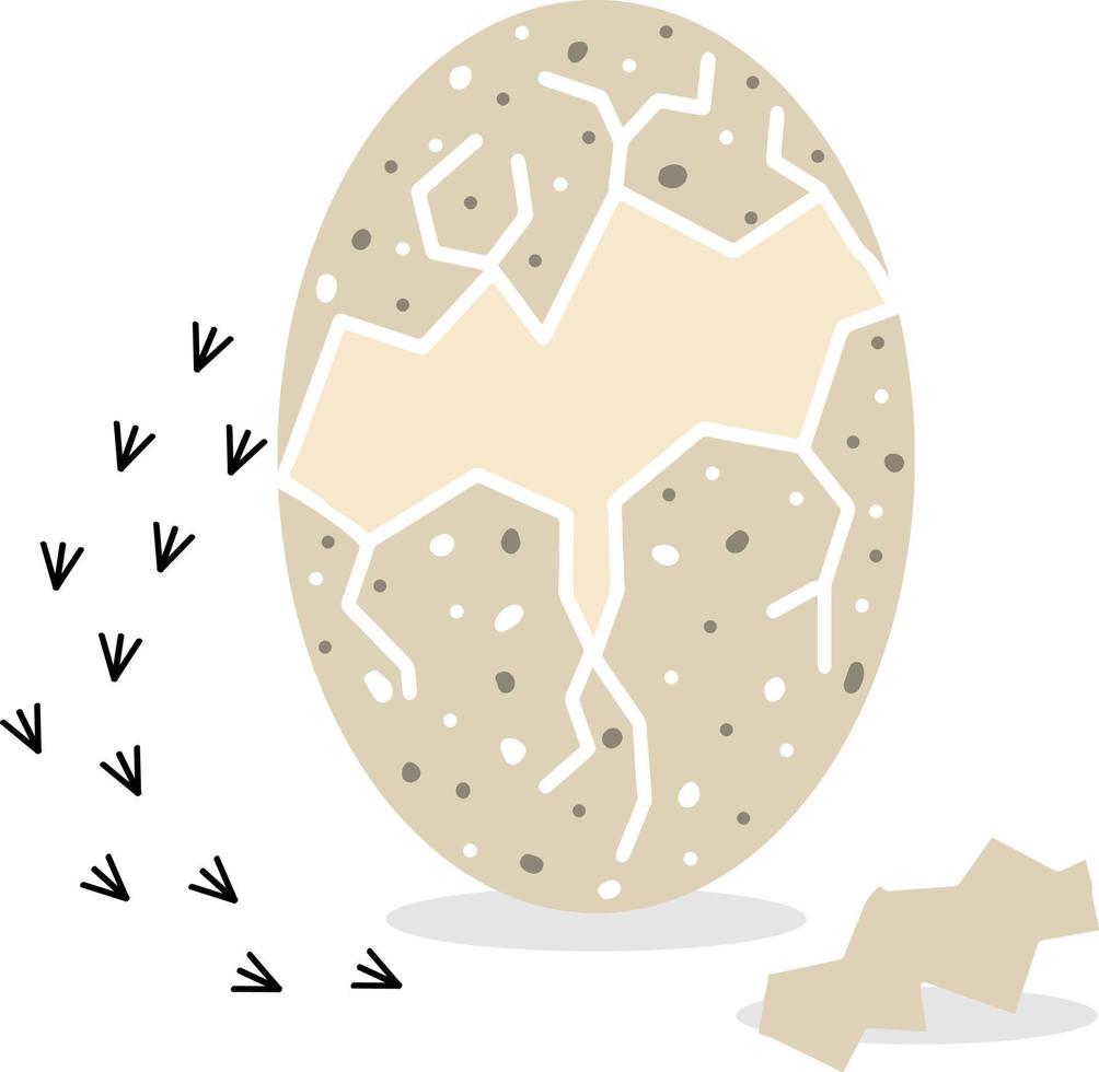 huevo roto con rastros de fondo de pollito tramado aislado vector dibujado a mano feliz postal de pascua
