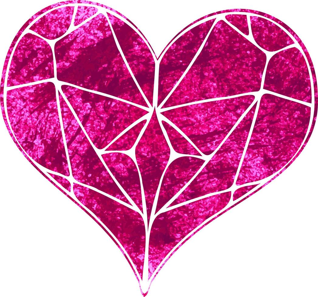 cristal en forma de corazón aislado vectorial con facetas y textura vector