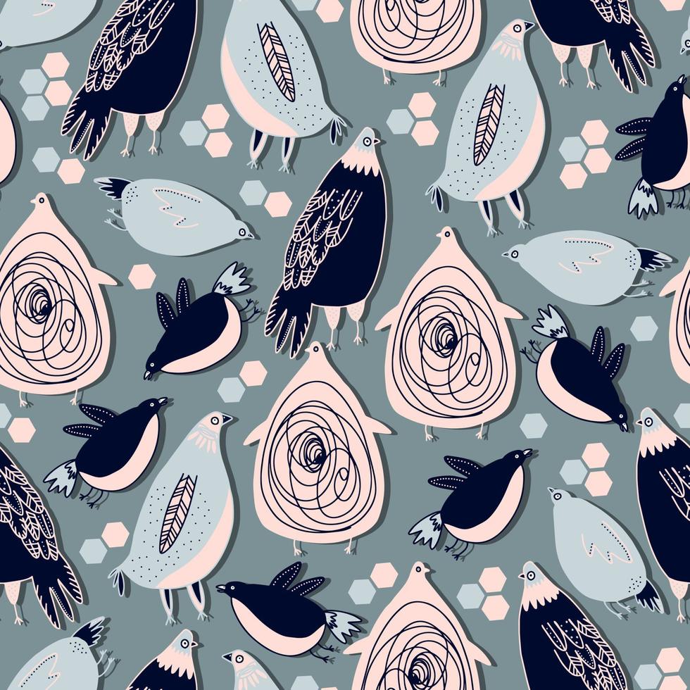 vector seamless pattern multicolored cute birds .