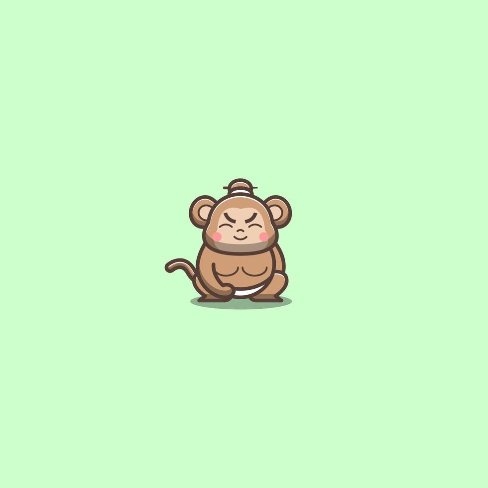 japanese sumo monkey vector illustration