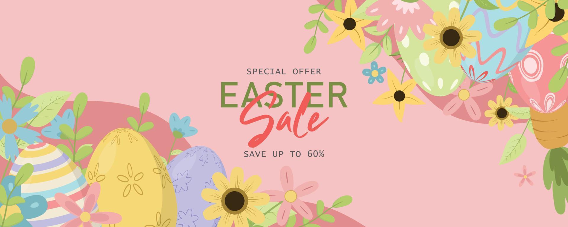 Easter sale horizontal banner template vector