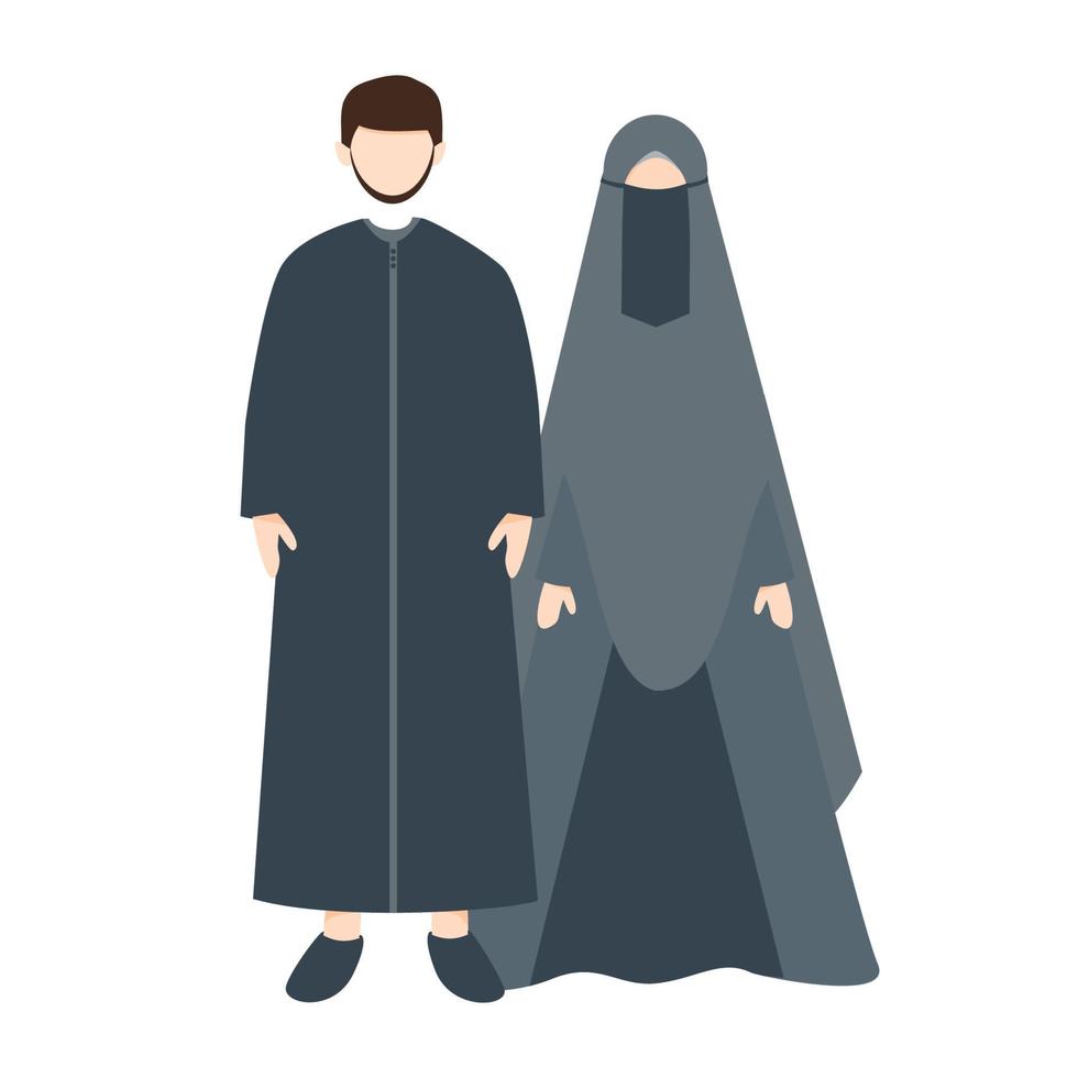 muslim couple illustration vector