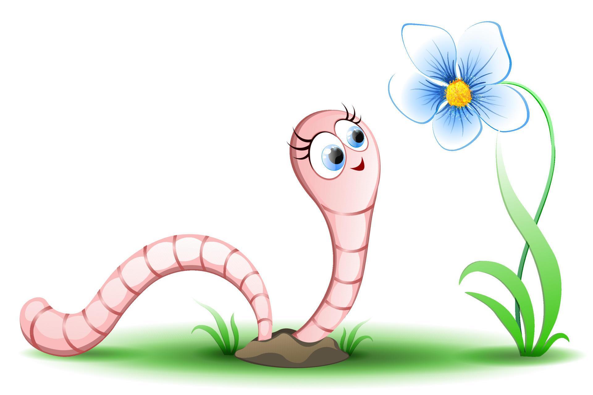 worm with flower 6421595 Vector Art at Vecteezy