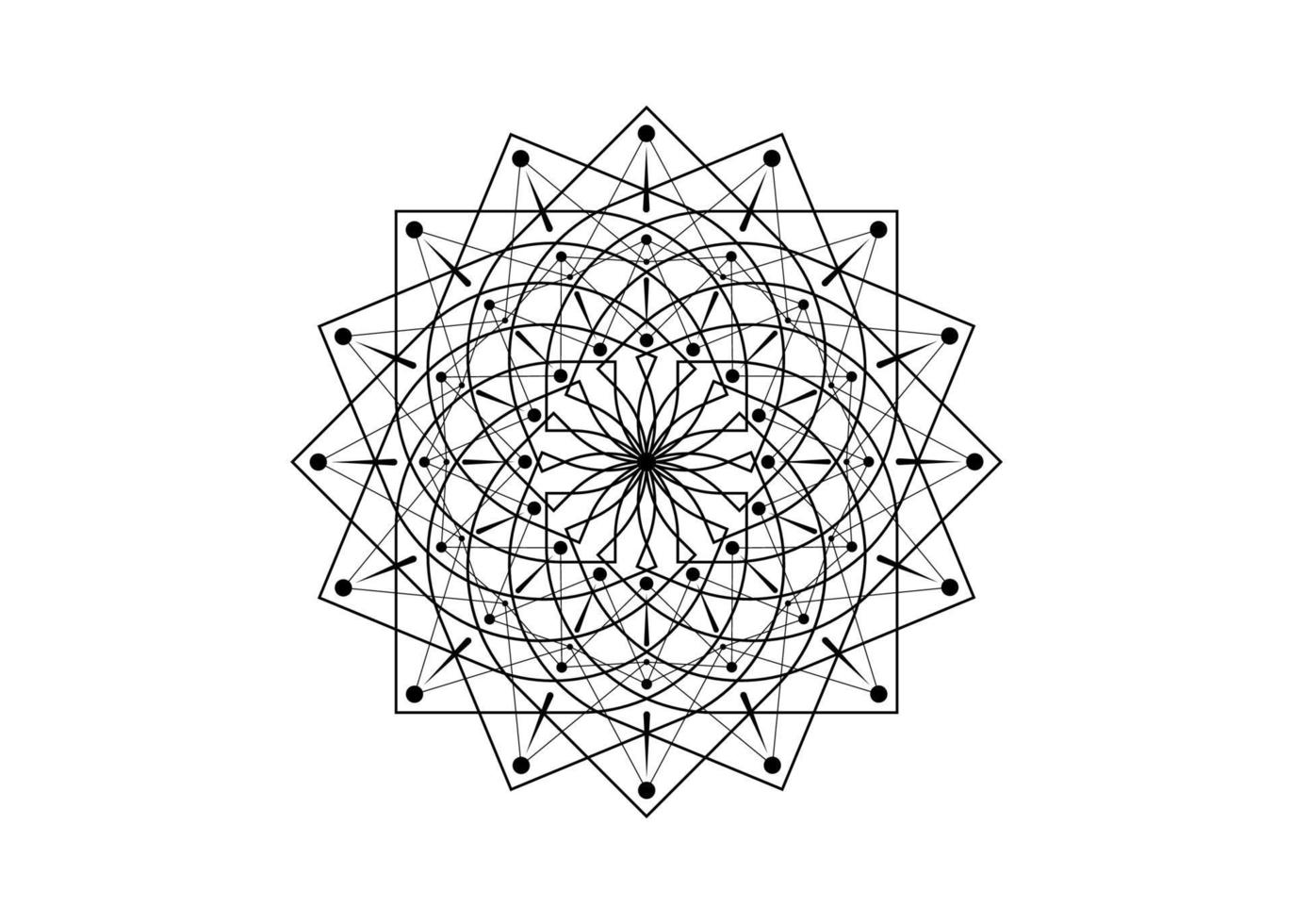 Black lotus flower mandala, Seed of life symbol Sacred Geometry. Logo icon  Geometric mystic mandala of alchemy esoteric Flower. Vector divine meditative amulet isolated on white background