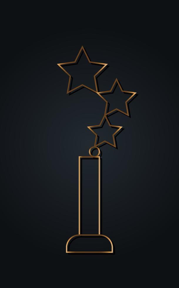 Gold STARS AWARD Statue Prize Giving Ceremony, Academy award concept vector isolated or black background
