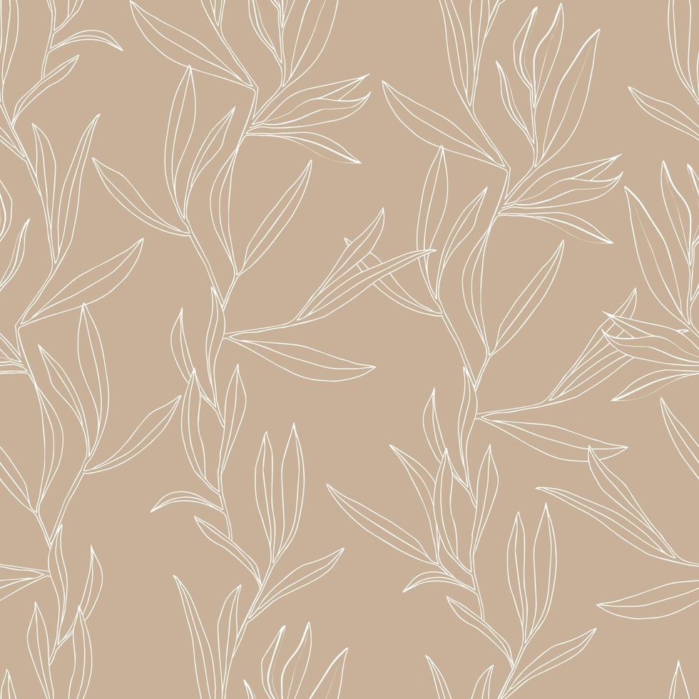 vector seamless pattern with leaves. Botanical illustration for wallpaper, textile, fabric, clothing, paper, postcards