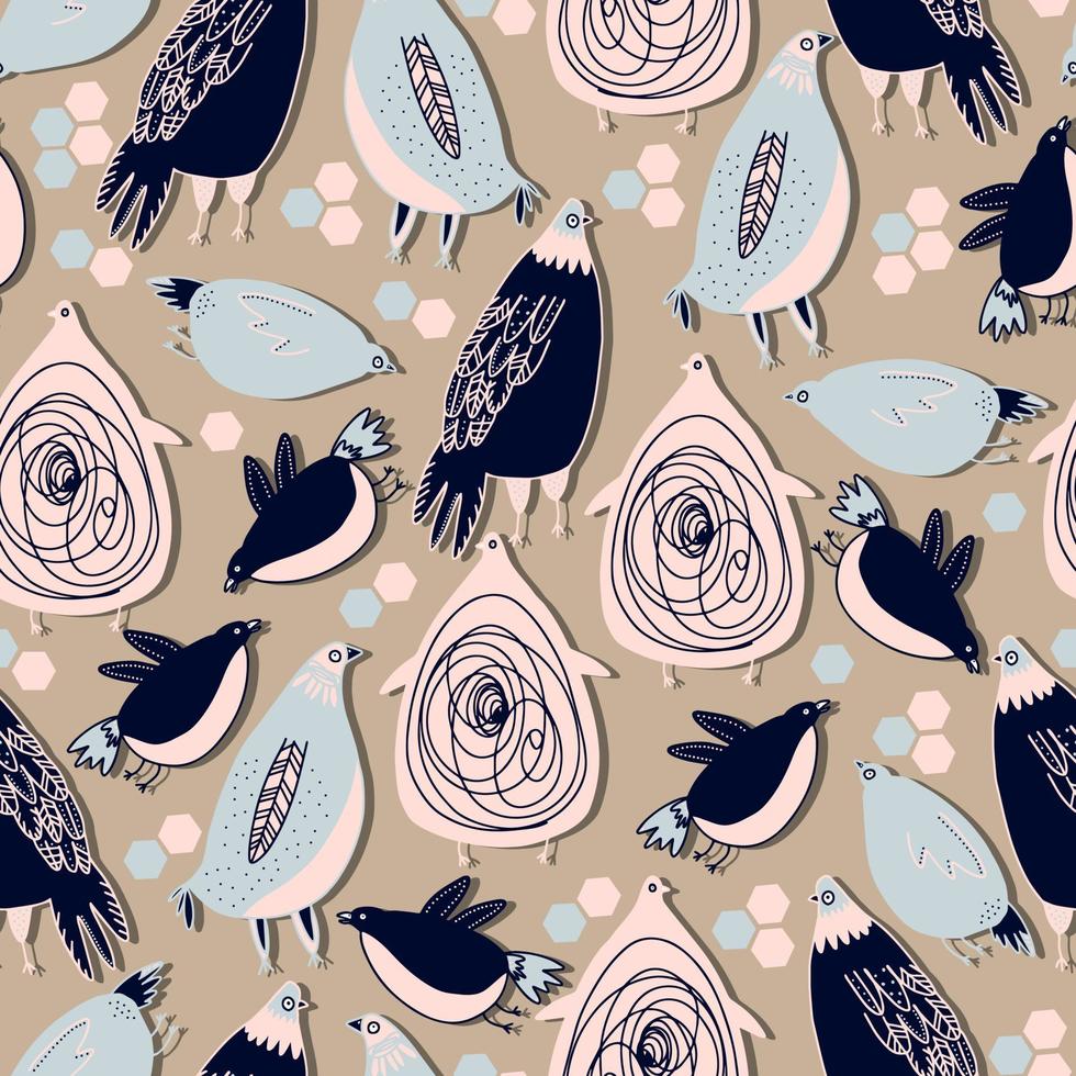 vector seamless pattern multicolored cute birds .