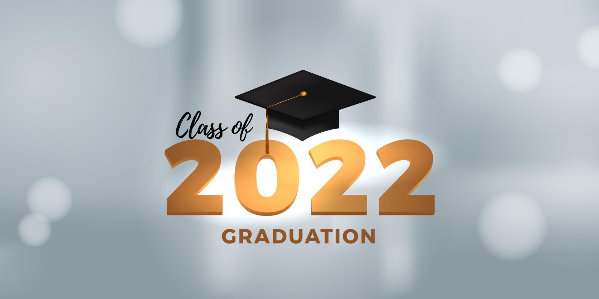 cartel de la fiesta de graduación de la clase de 2022 para felicitar a los graduados con un elegante fondo blanco vector