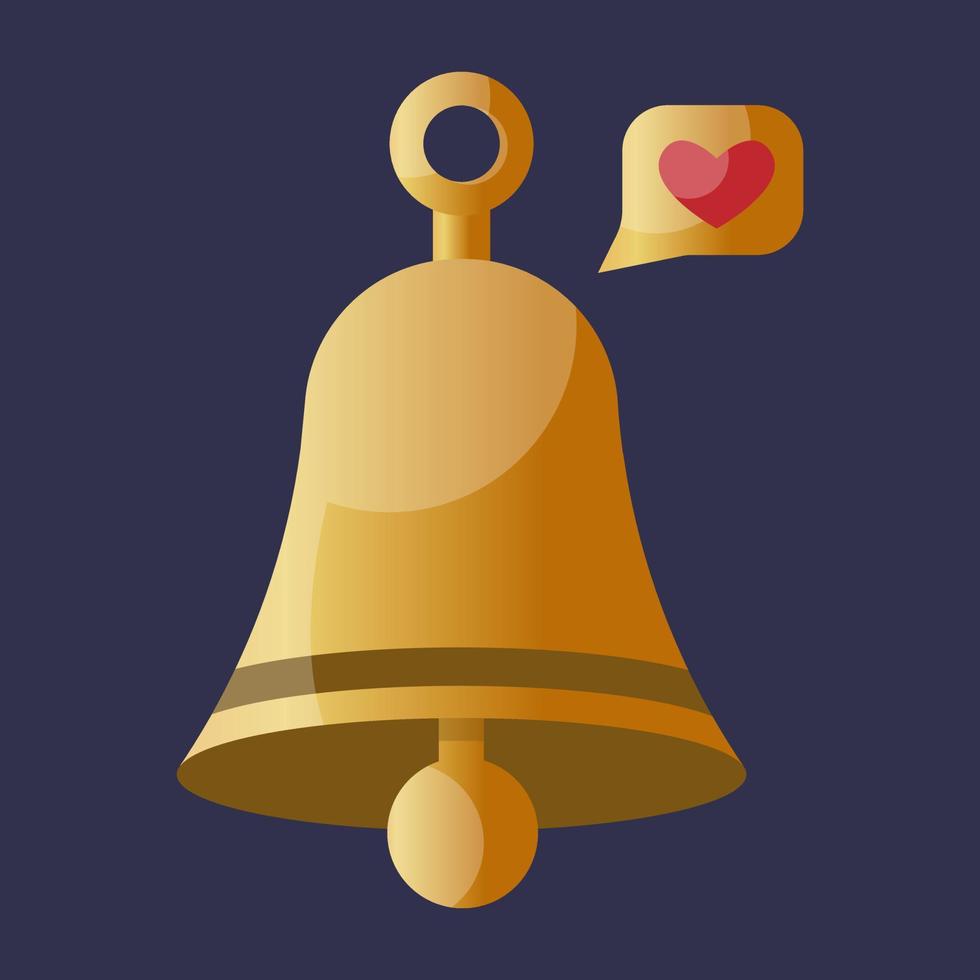Notification gold bell icon. Gold warning bell someone likes 6421992 Vector Art at Vecteezy