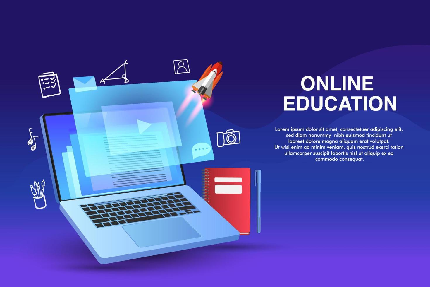 Online Education background. ready to learn. vector