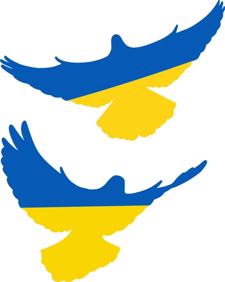 Ukraine republic vector icon symbol. Peace and war concept illustration. Official nationality Ukrainian people or flag label. Yellow and blue color for flag of Ukraine.