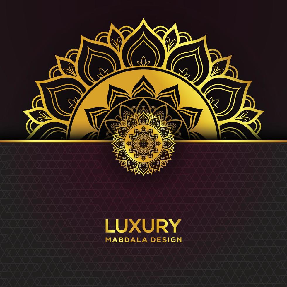 Mandala background design With golden color vector