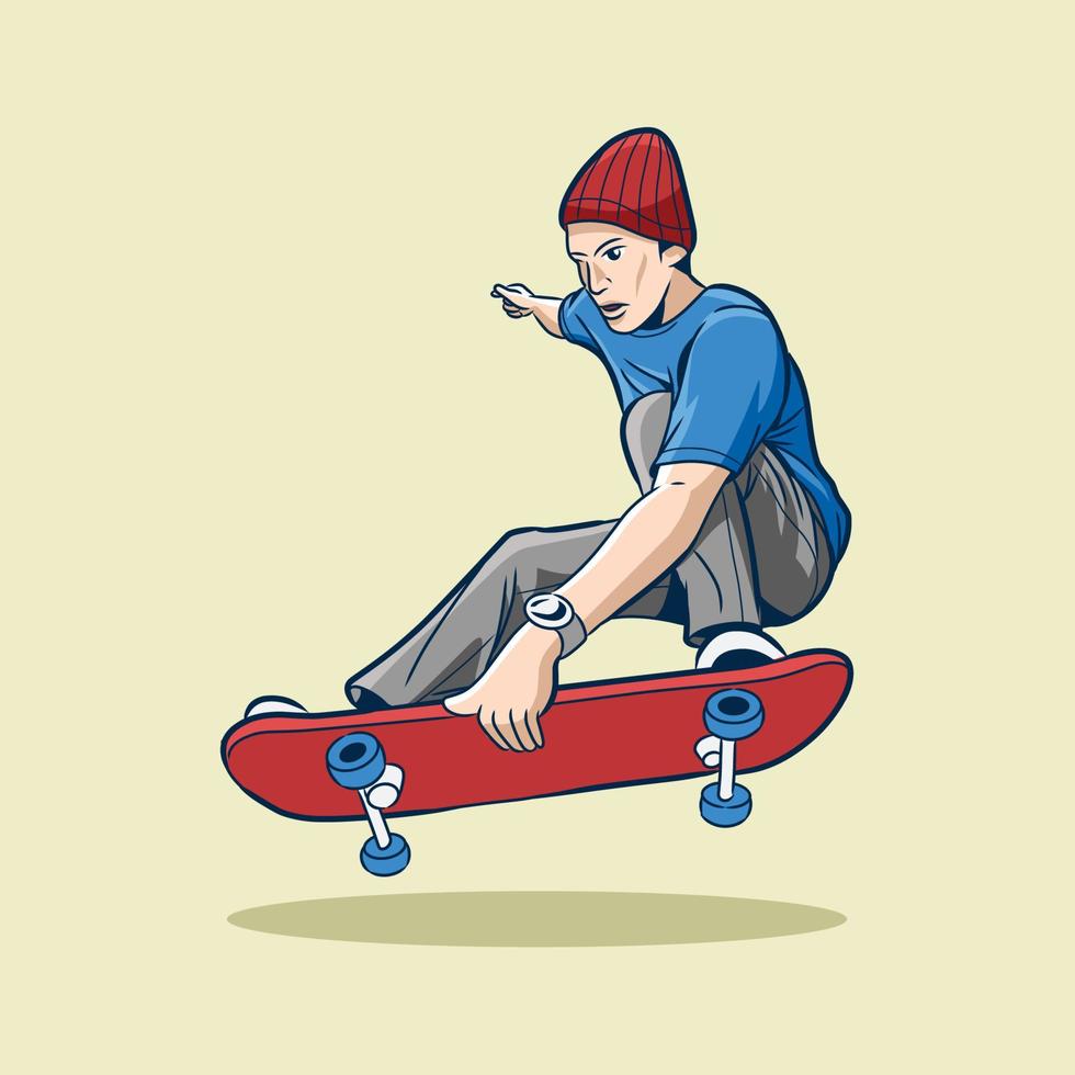 Skateboarding boy character vector