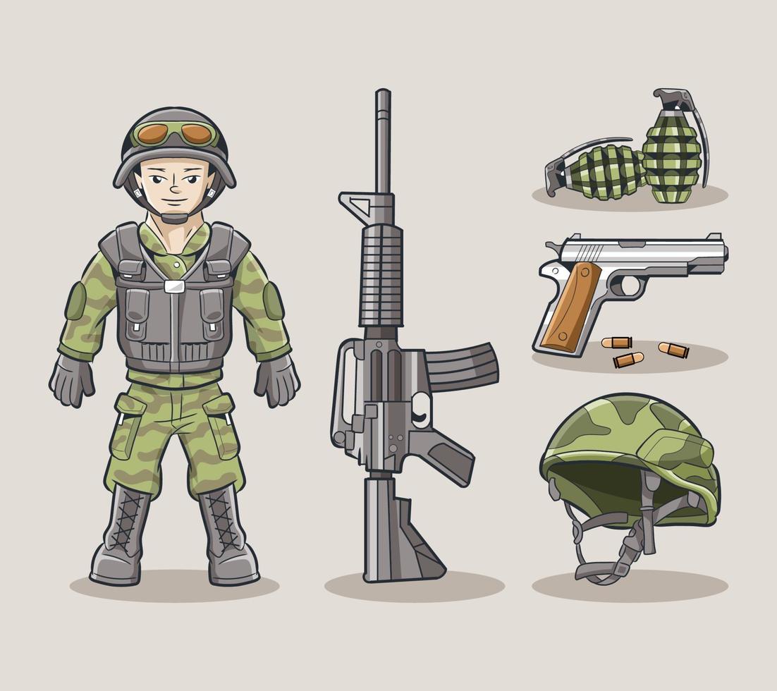 conjunto de caracteres del ejército ilustración vectorial vector