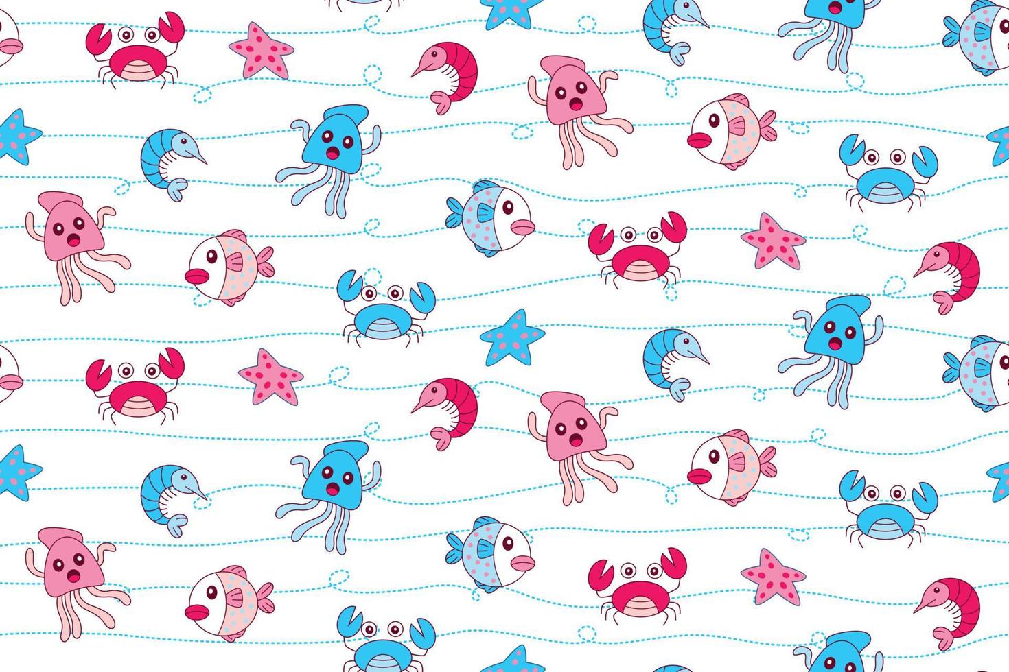 Seamless sea animals vector illustration
