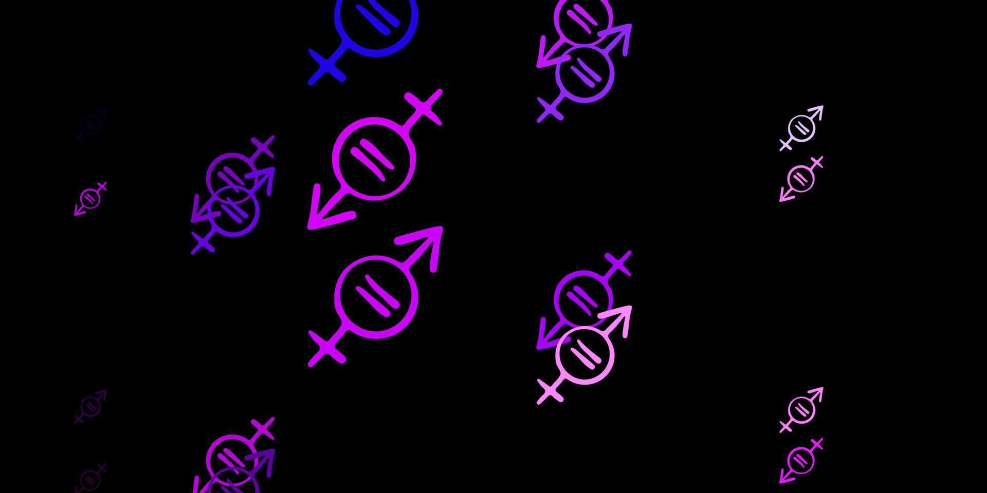 patrón de vector púrpura oscuro, rosa con elementos de feminismo.