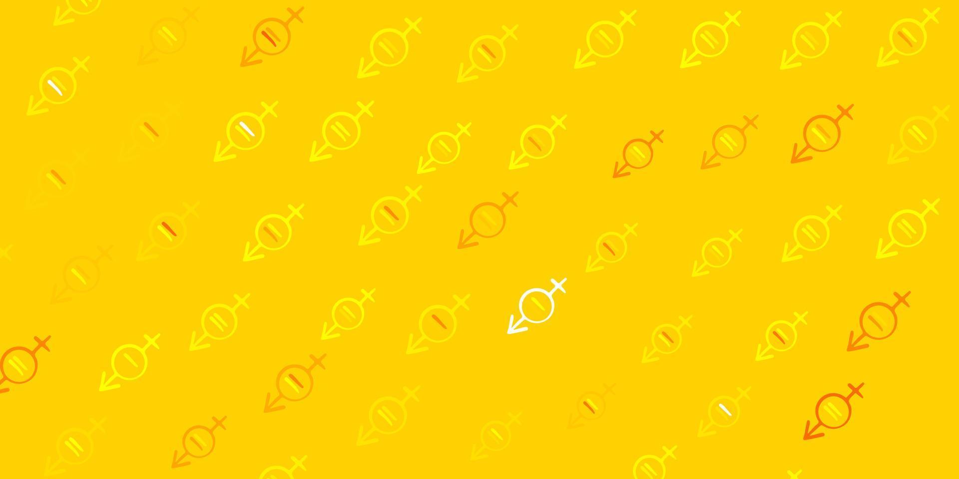 Dark Yellow vector backdrop with women power symbols.