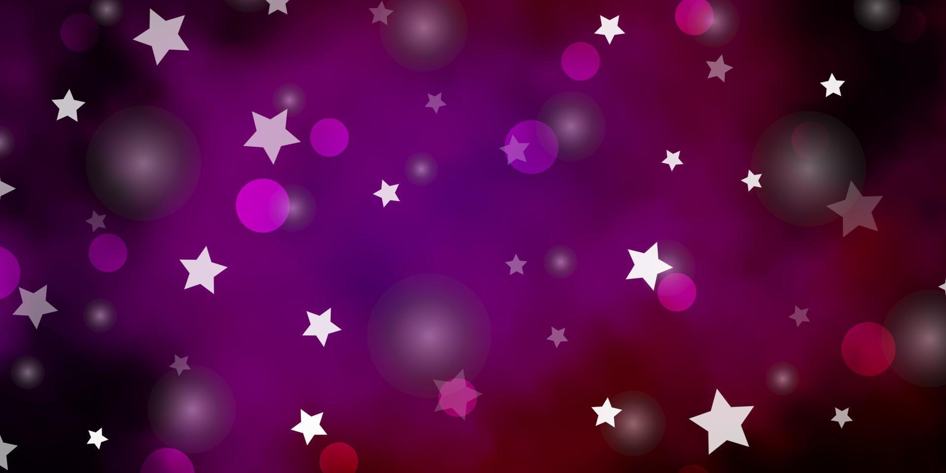 Dark Pink vector template with circles, stars.