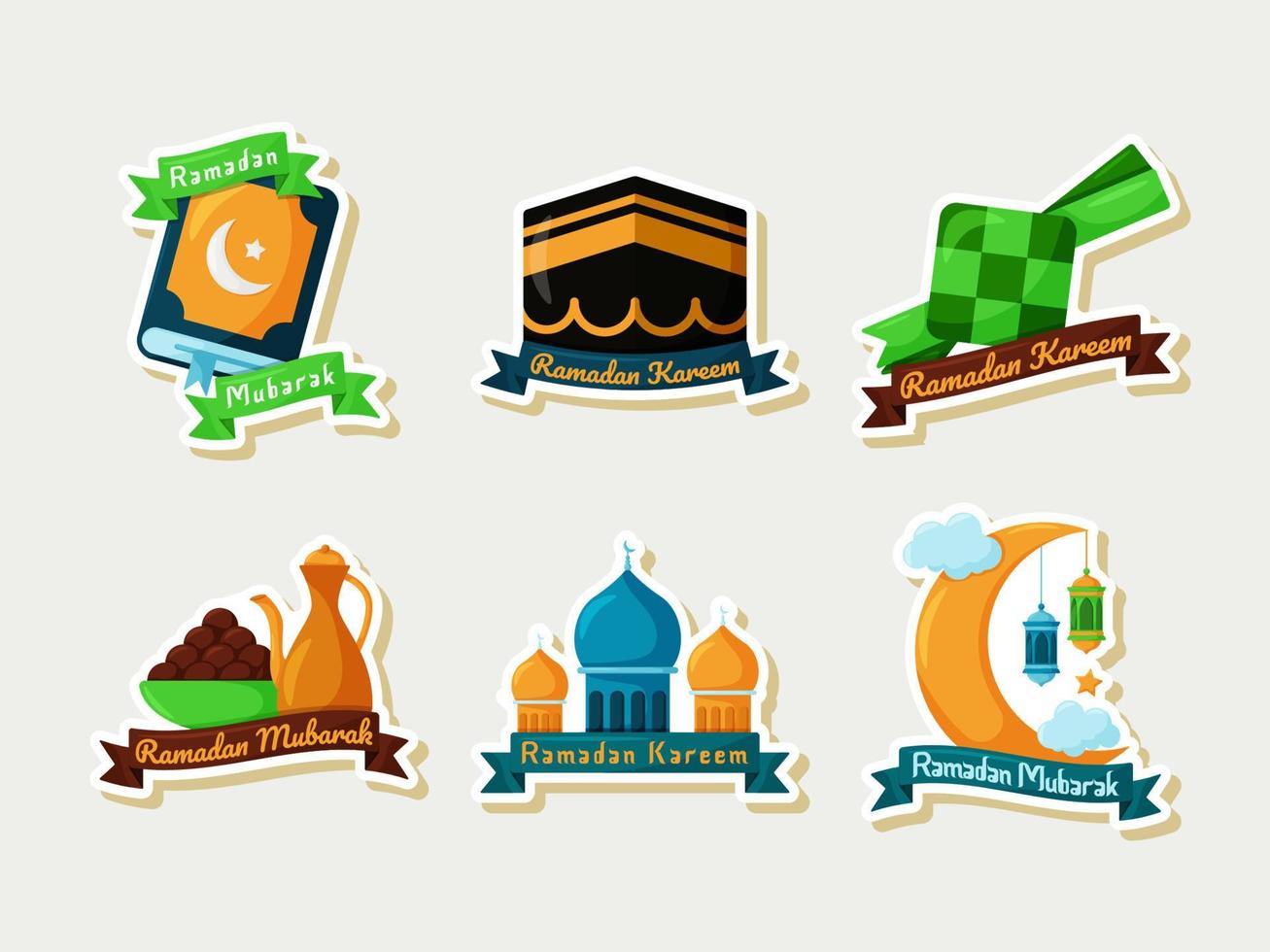 Fasting Month Sticker Set vector
