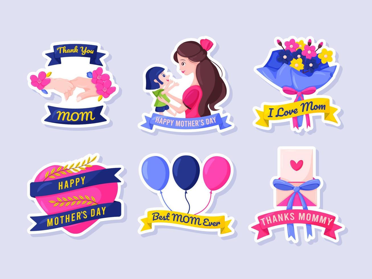 Mother's Day Sticker Set vector