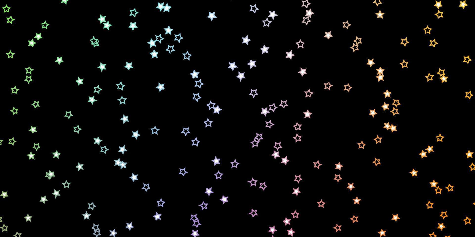 plantilla de vector multicolor oscuro con estrellas de neón.
