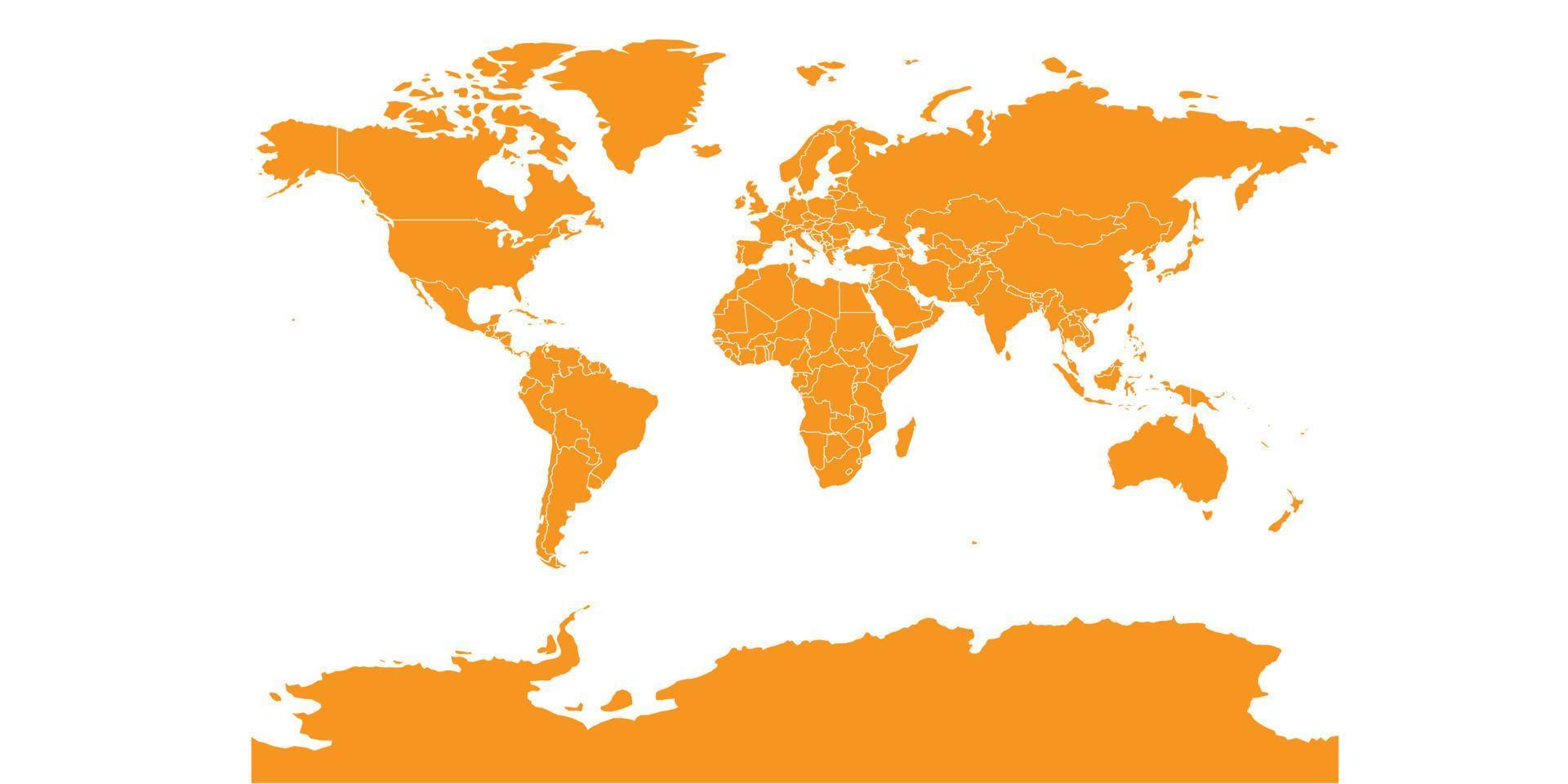 mapa del mundo sobre fondo blanco. plantilla de mapa mundial con continentes, américa del norte y del sur, europa y asia, áfrica y australia vector