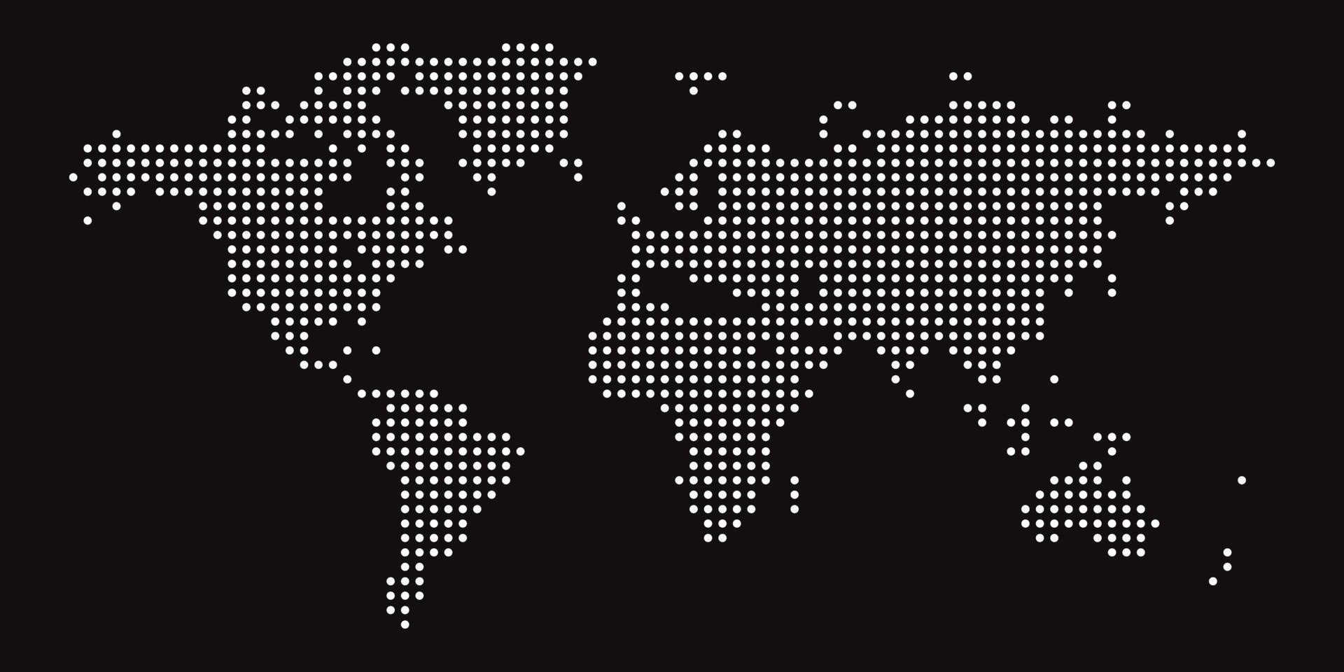 mapa del mundo sobre fondo negro. plantilla de mapa mundial con continentes, américa del norte y del sur, europa y asia, áfrica y australia vector