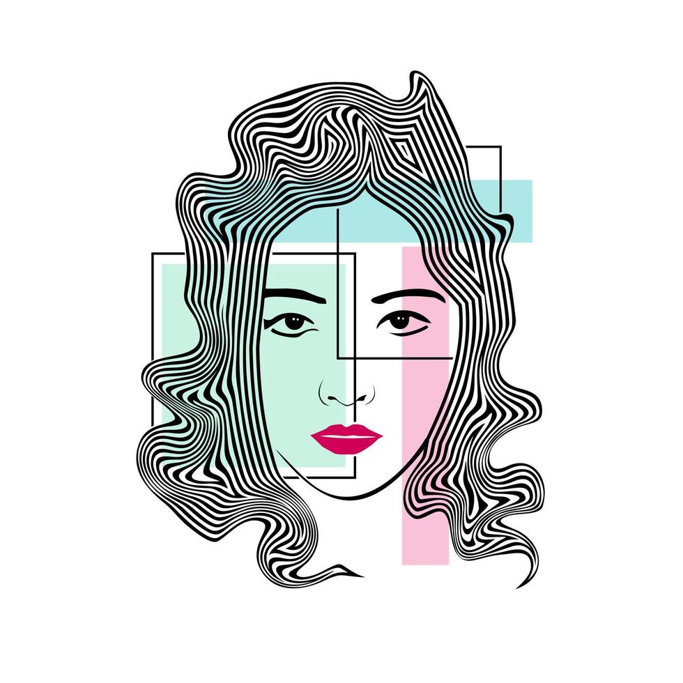 Ilustración de vector de cara de mujer abstracta