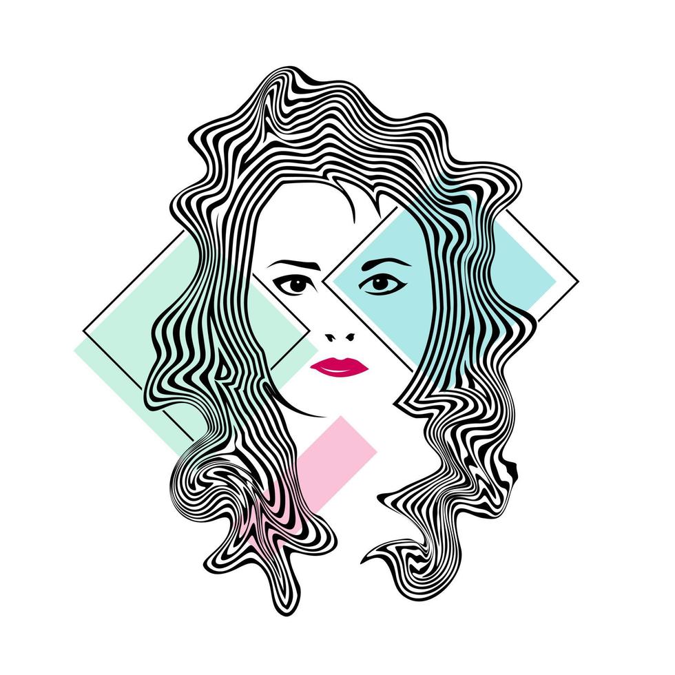 Ilustración de vector de arte de cara de mujer abstracta