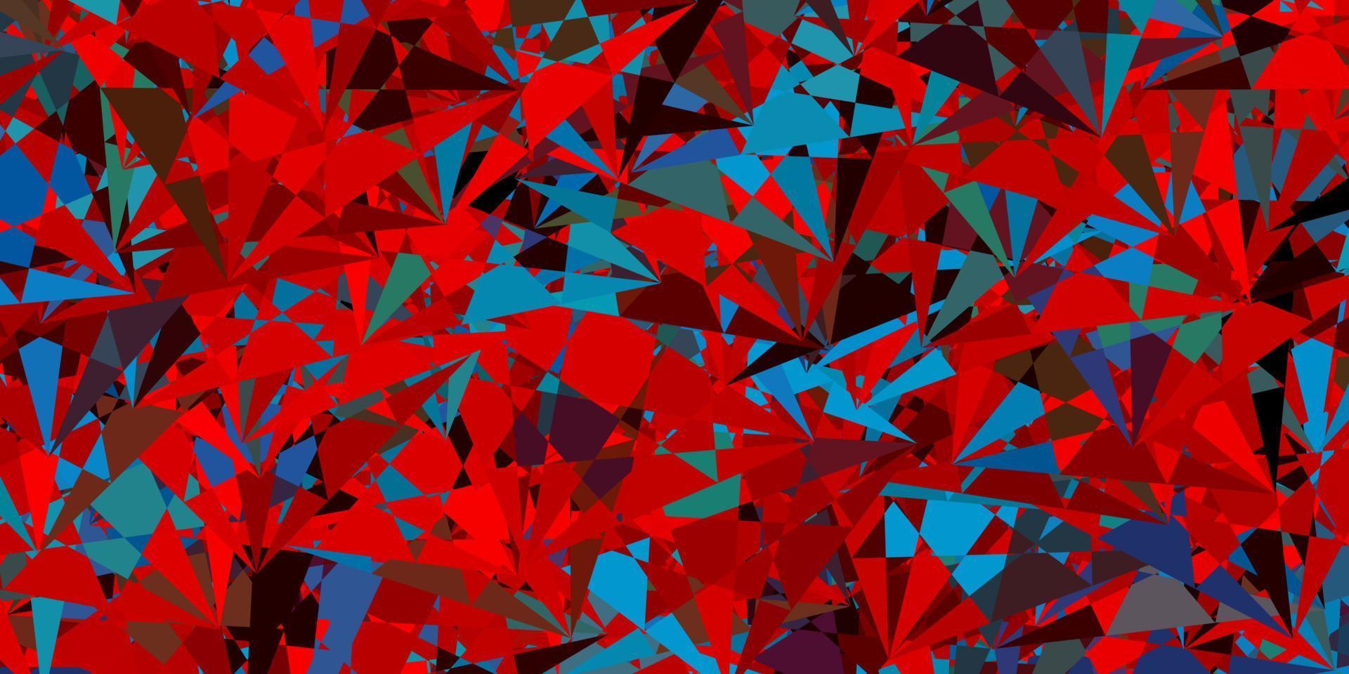 textura de vector azul oscuro, rojo con triángulos al azar.