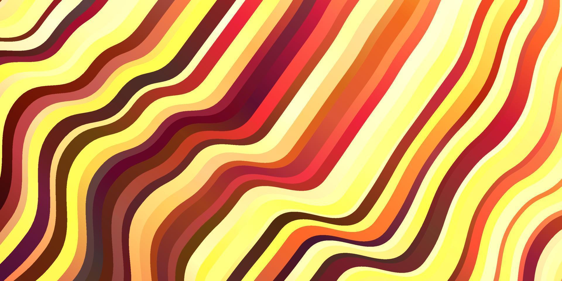 Light Red, Yellow vector background with curves.