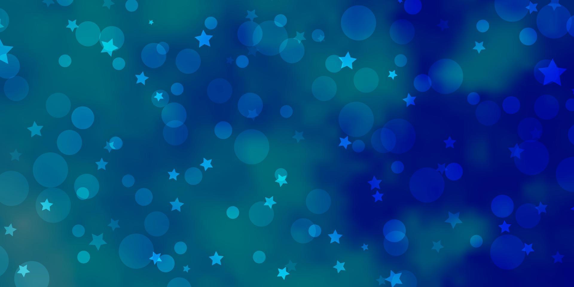 plantilla de vector azul claro con círculos, estrellas.