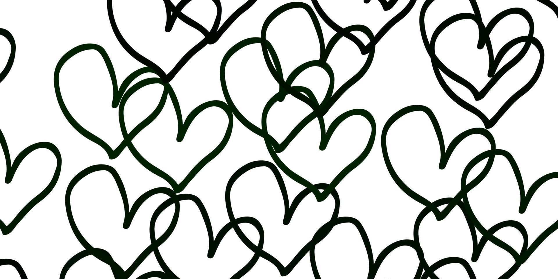 Light Green vector pattern with colorful hearts.