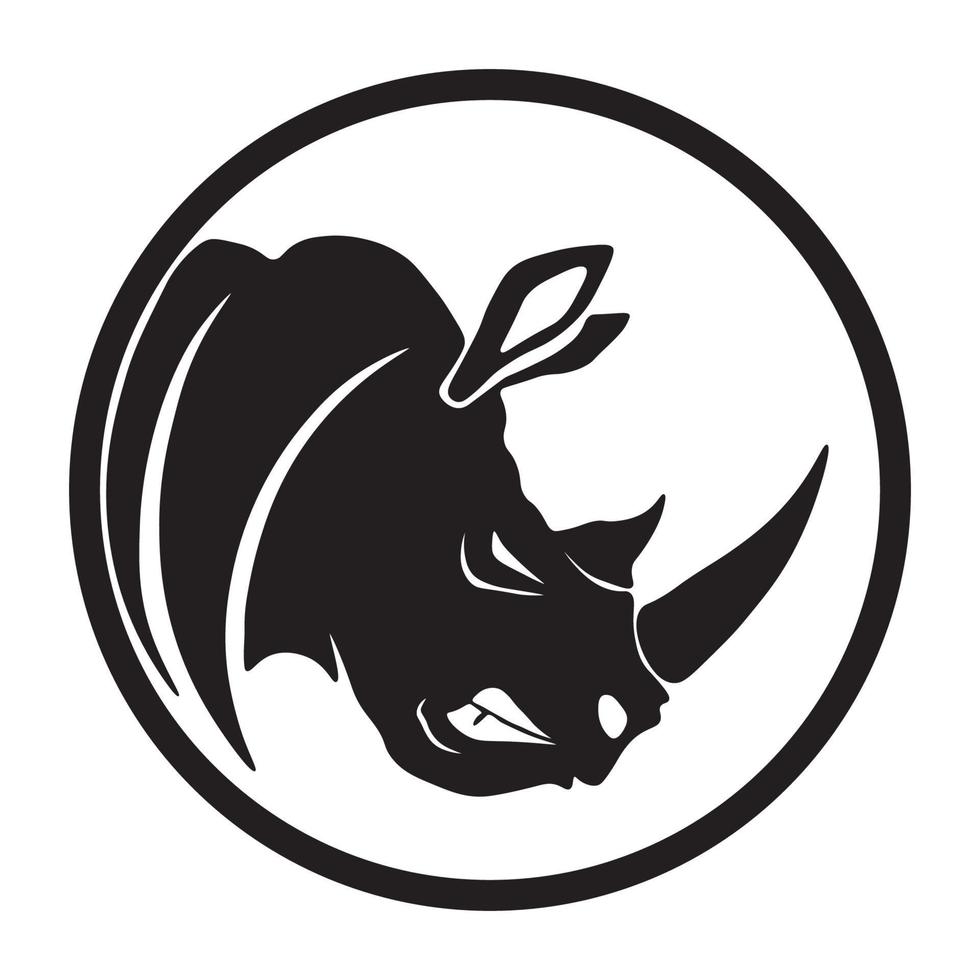 rhino head icon logo in a circle for company, community, and more vector