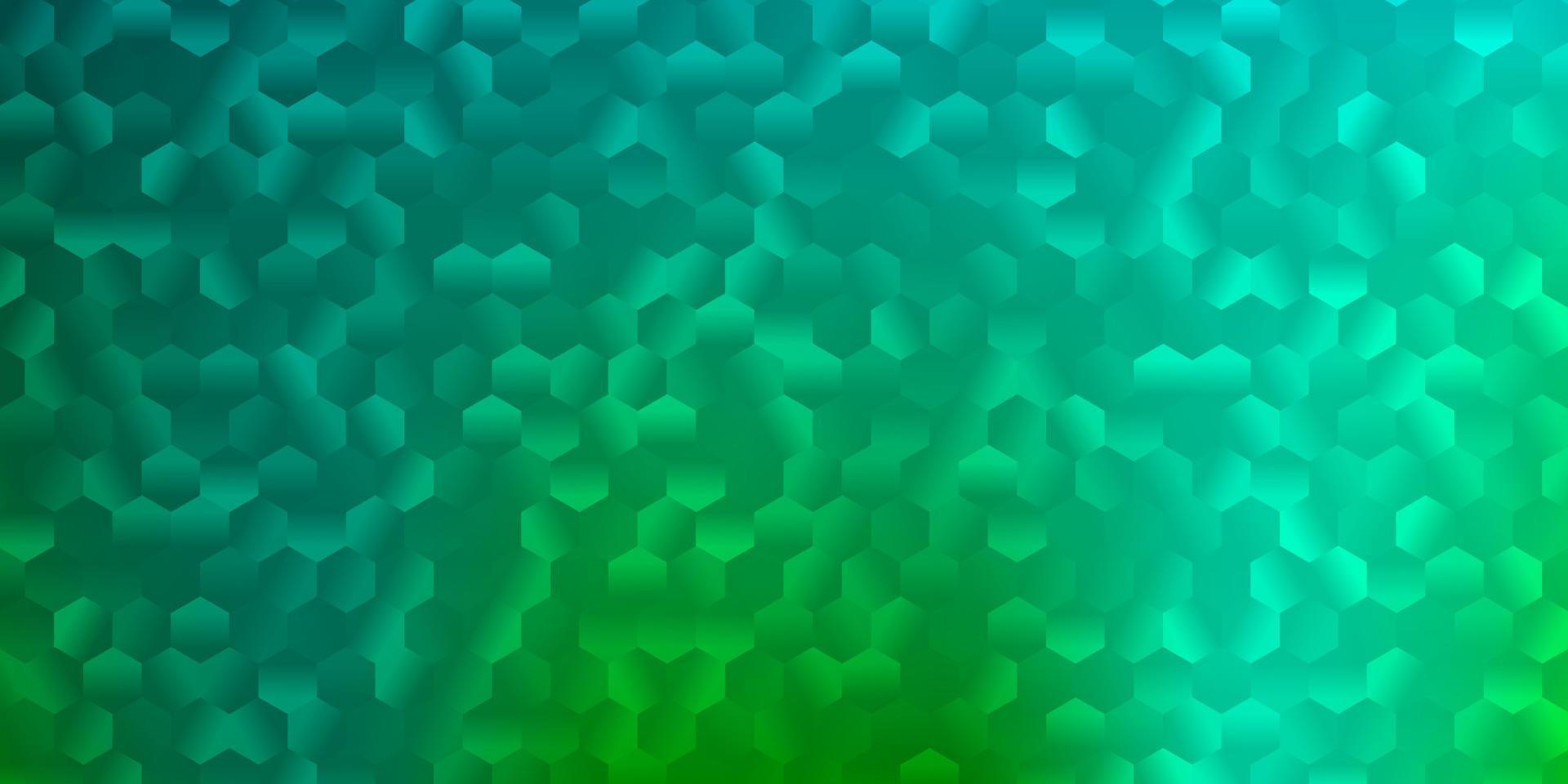 textura de vector verde claro con hexágonos de colores.