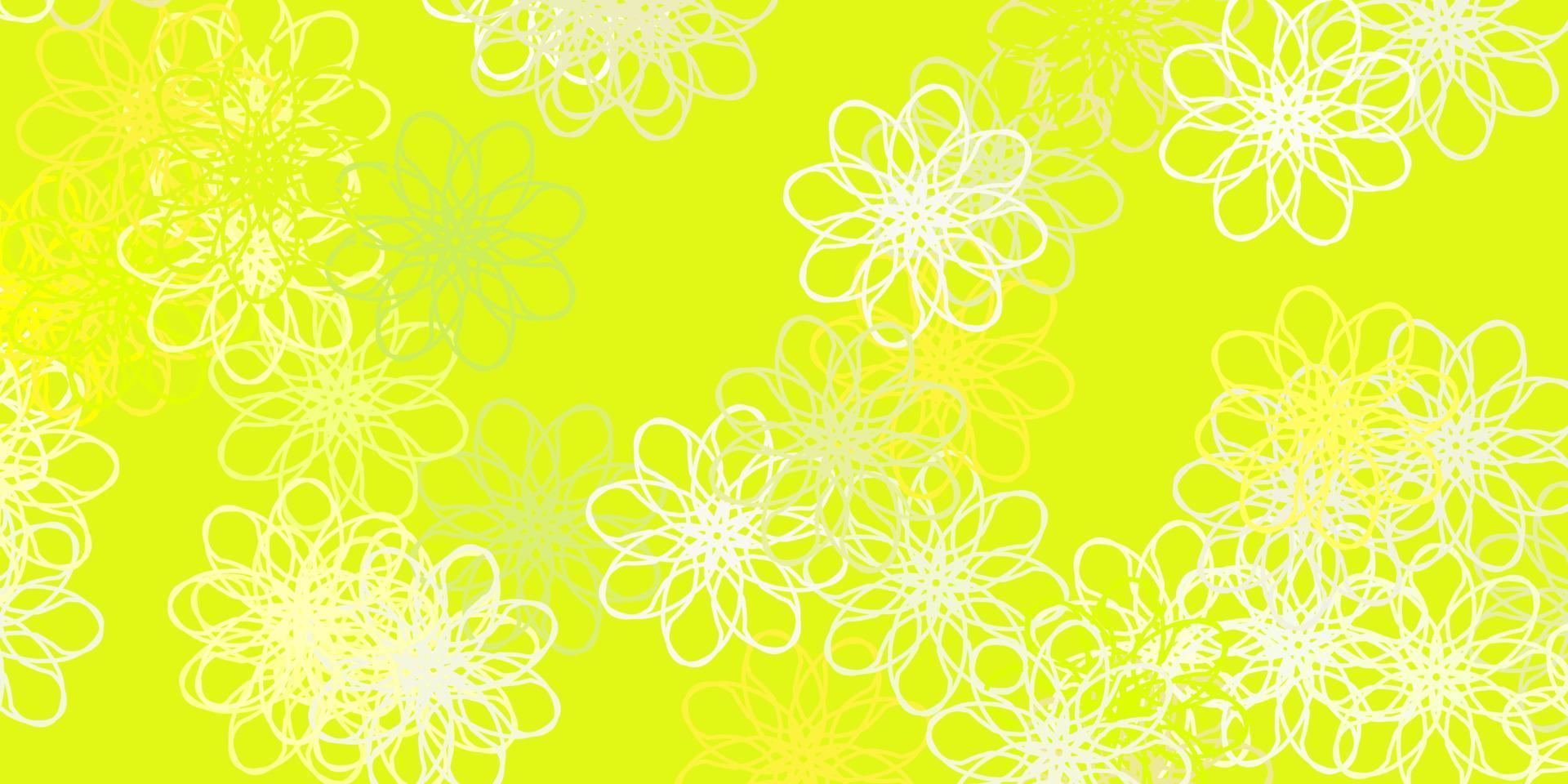 textura de doodle de vector verde claro, rojo con flores.