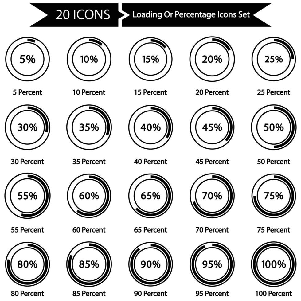 conjunto de iconos de carga o porcentaje vector