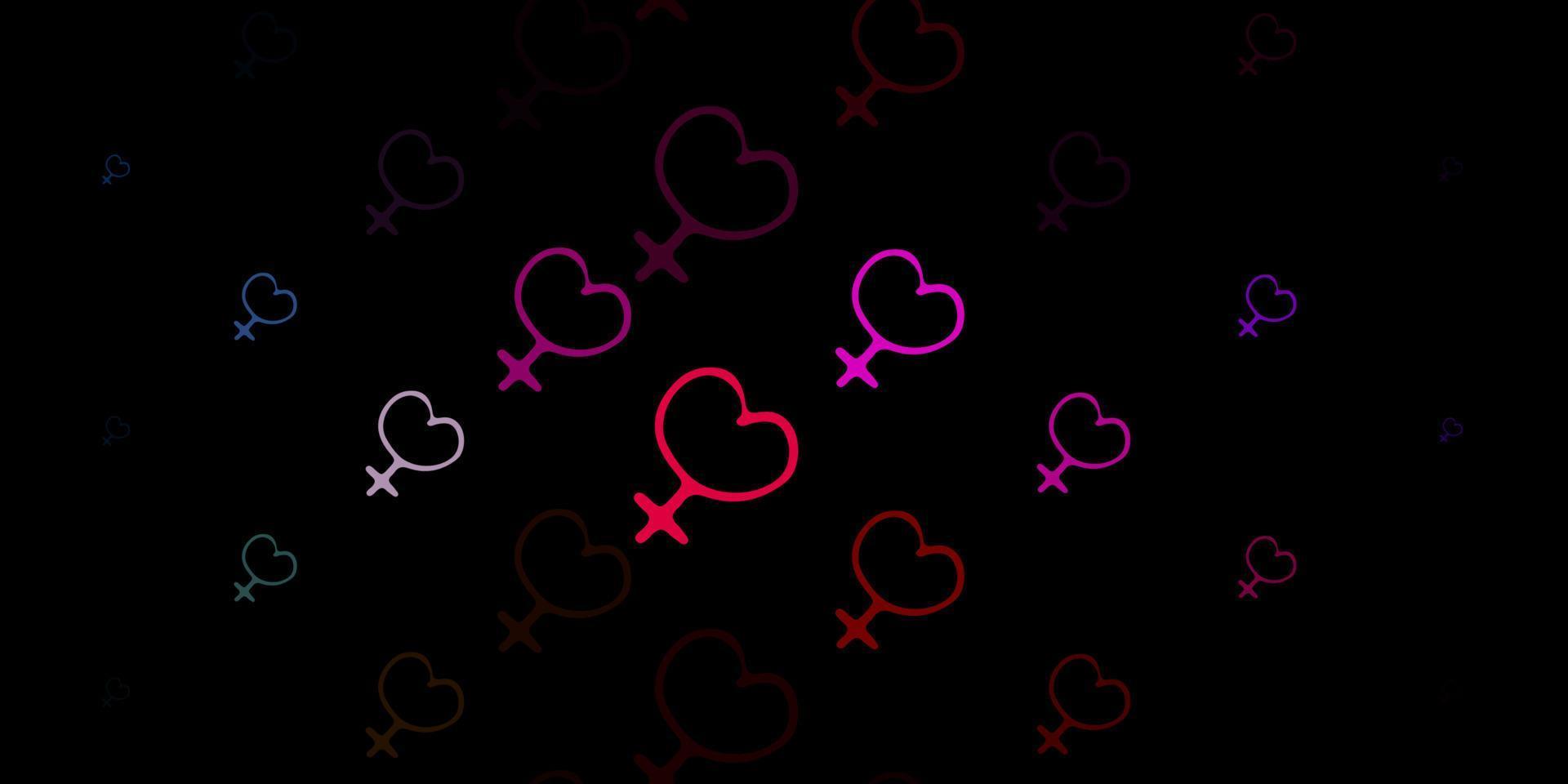 Dark Multicolor vector texture with women's rights symbols.