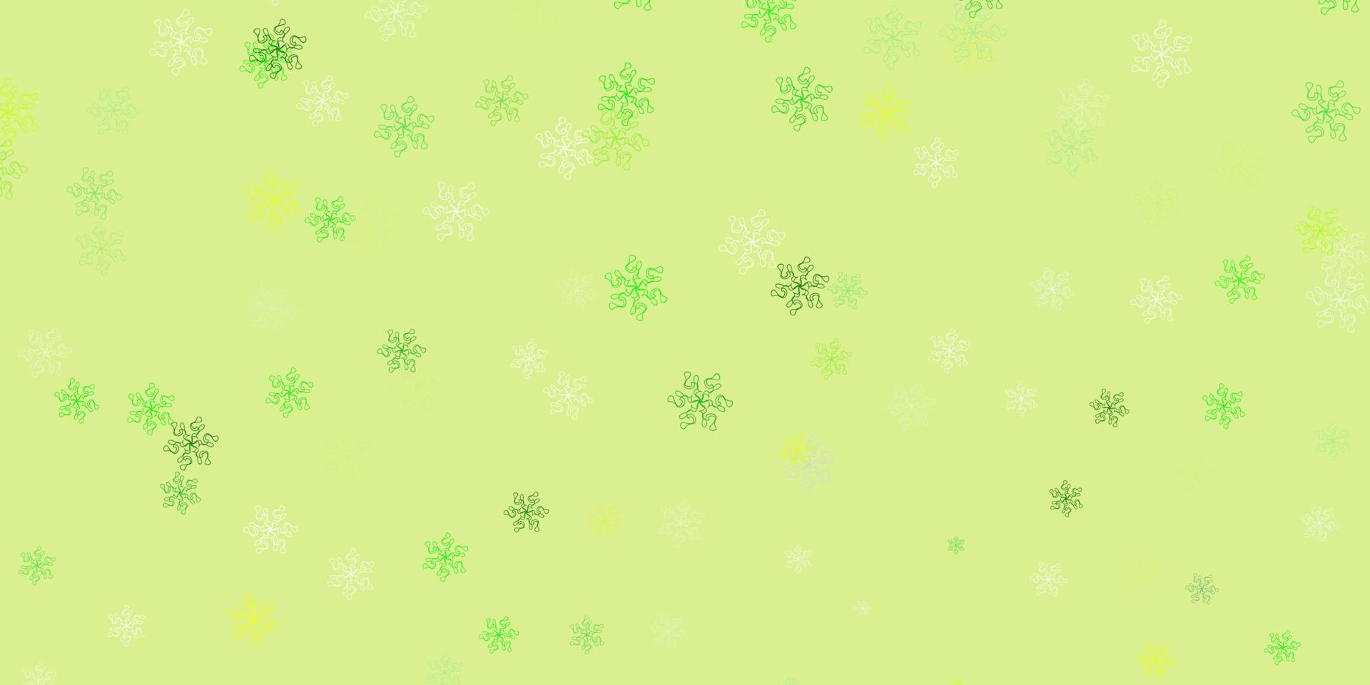 Light green, yellow vector doodle template with flowers.