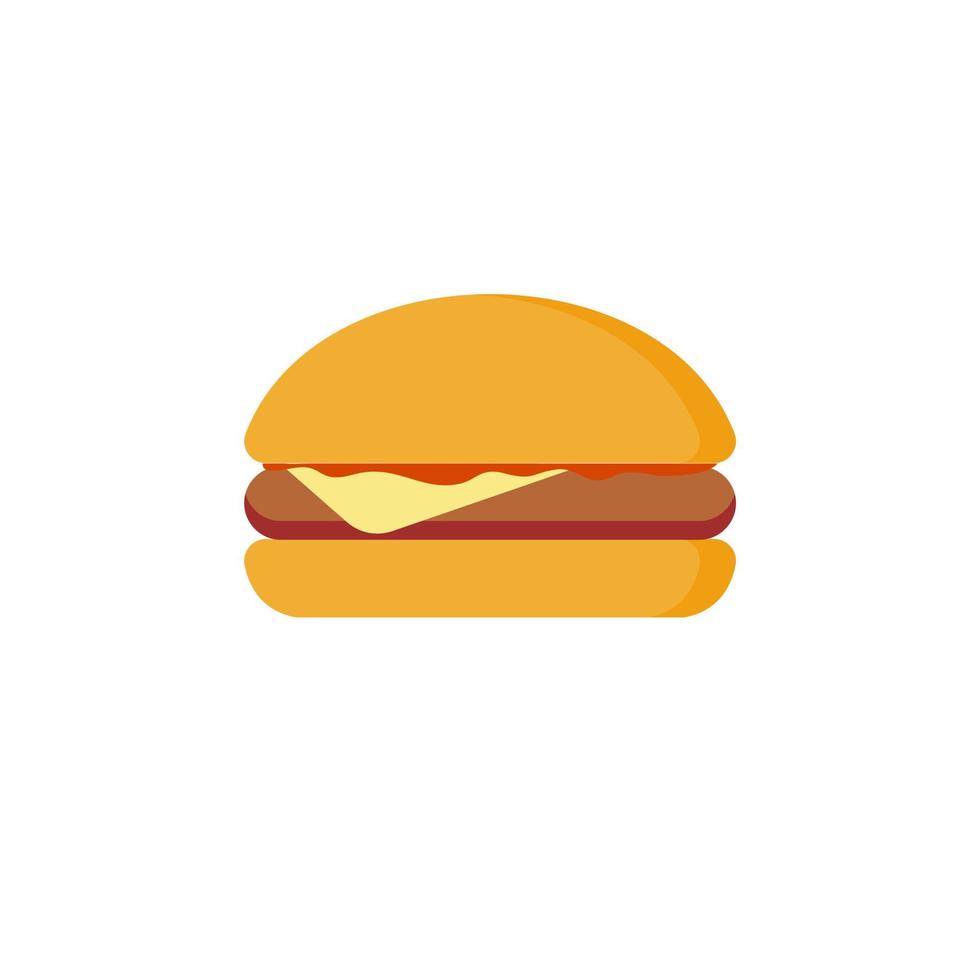 Ilustración de diseño de ilustración de vector de hamburguesa de diseño plano de hamburguesa de comida rápida deliciosa.