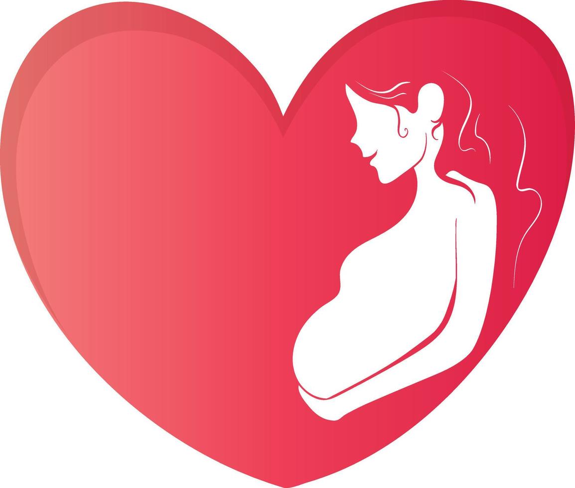 Mother's Day Vector Illustration Minimal White Space inside Heart Mother's Love and Care for her child.