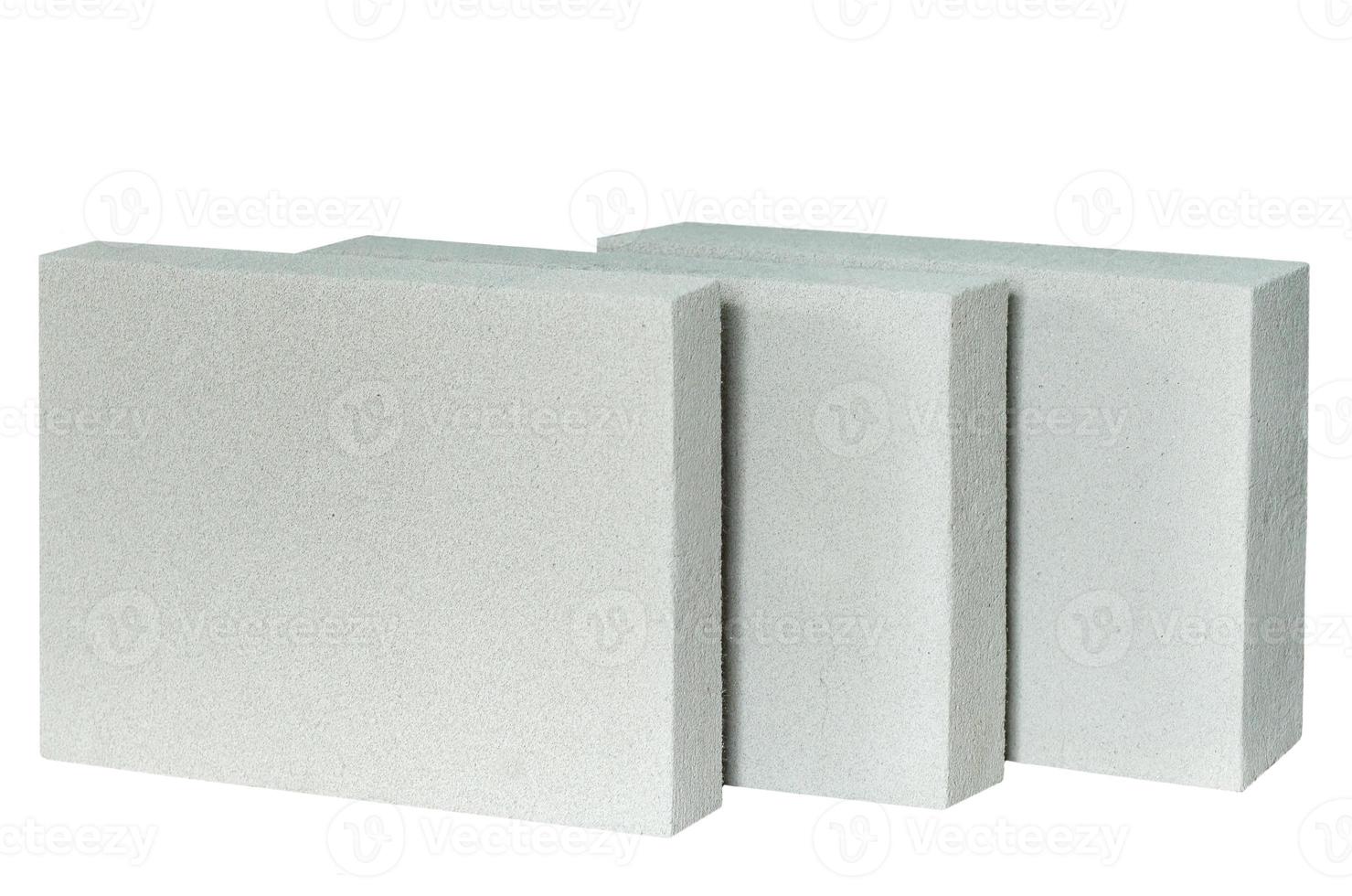 Lightweight construction brick isolated on white. Lightweight foamed gypsum block isolated on white. photo