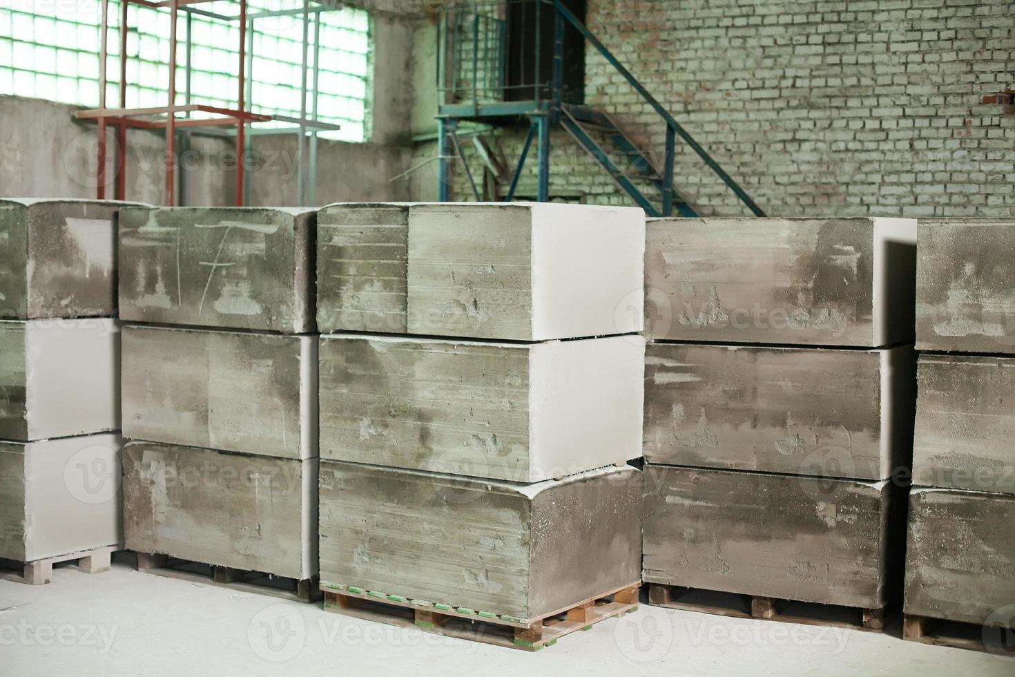 Foam concrete blocks production. Lightweight construction brick. Lightweight foamed gypsum block. photo