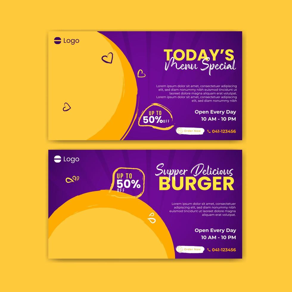 Burger or fast food vertical Banner design background with vector template