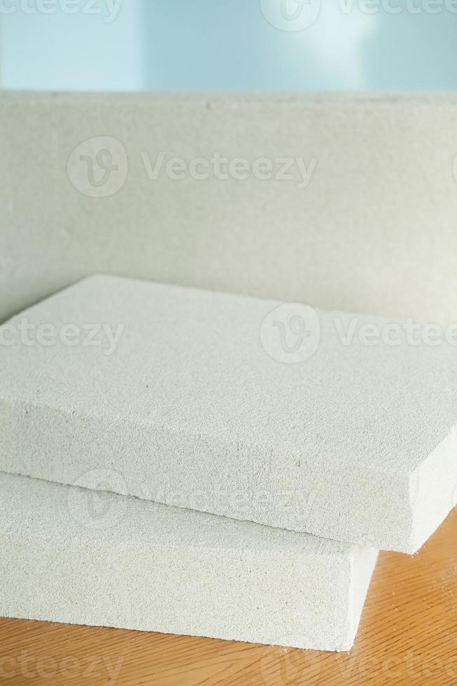 Lightweight construction brick. Lightweight foamed gypsum block. photo