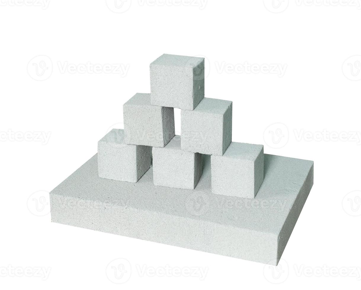 Lightweight construction brick isolated on white. Lightweight foamed gypsum block isolated on white. photo