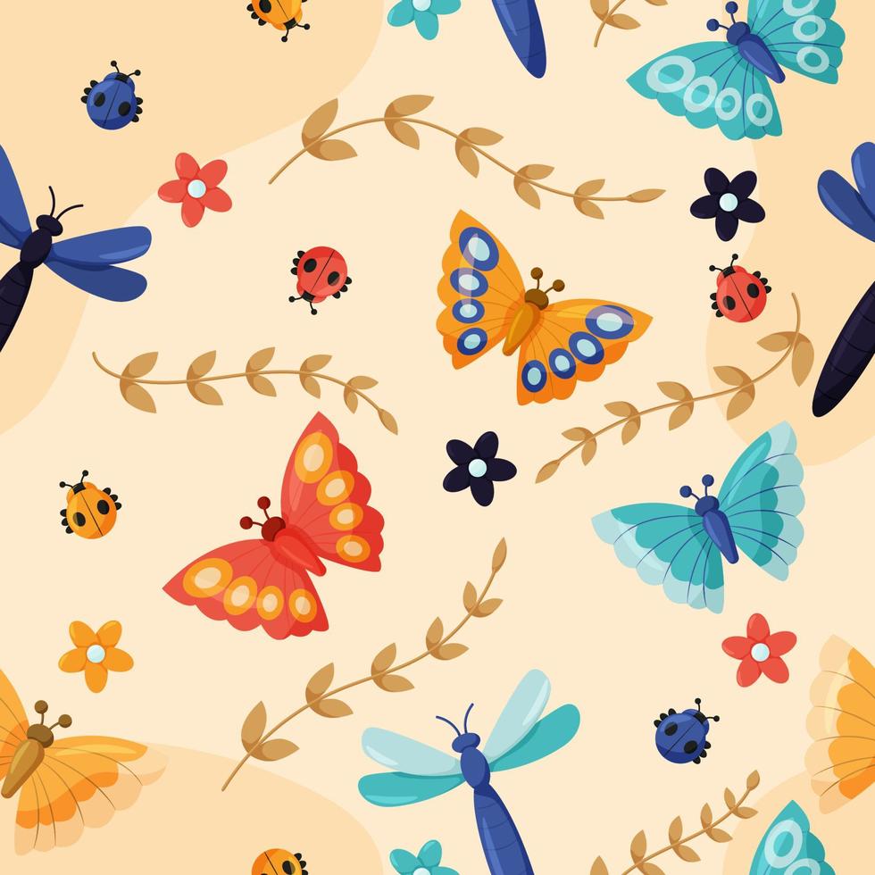 Insect Seamless Pattern Background vector