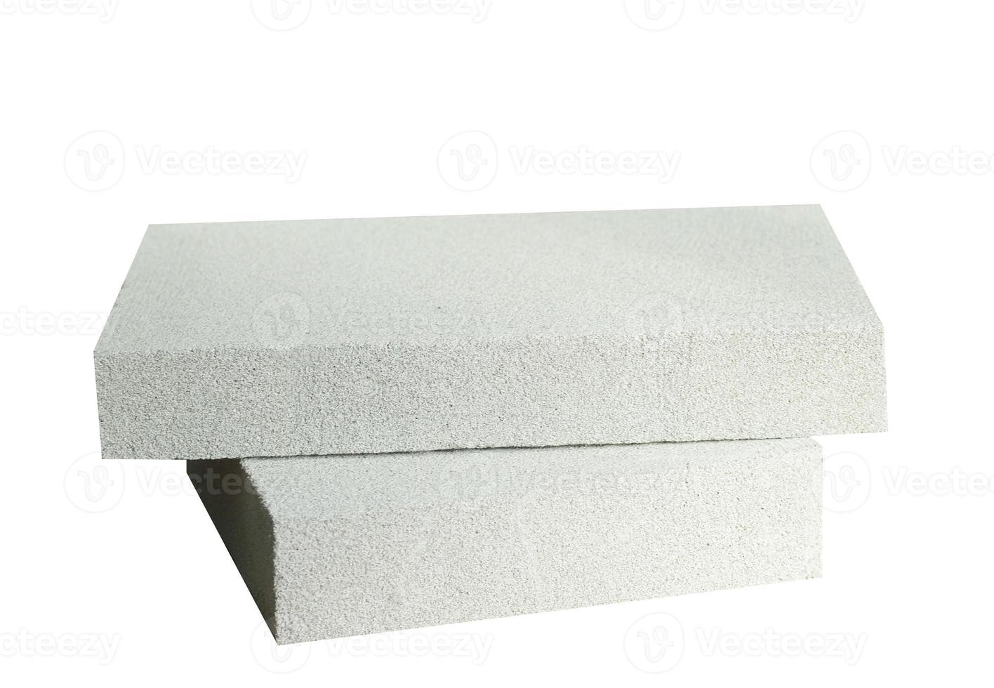 Lightweight construction brick isolated on white. Lightweight foamed gypsum block isolated on white. photo