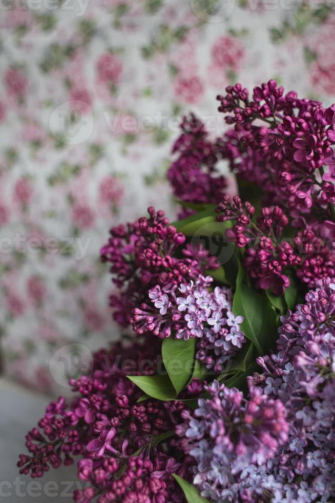 A bouquet of lilacs. Close up. Beautiful violet flowers. Greeting card. Spring flowers. photo