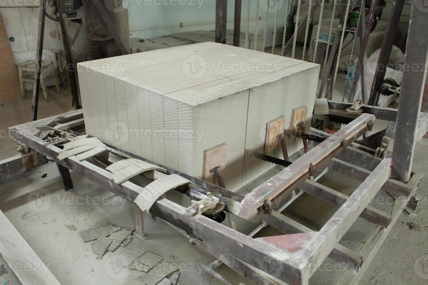 Foam concrete blocks production. Lightweight construction brick. Lightweight foamed gypsum block. photo